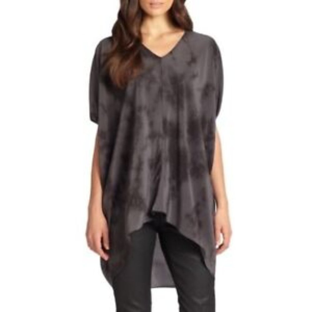 Eileen Fisher Charcoal Tie-Dye V-Neck Tunic